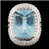 Image 1 : 18K Gold 10.82ct Aquamarine & 3.76ctw Diamond Ring
