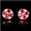 Image 1 : 14K Gold 3.00ct Ruby & 0.40ct Diamond Earrings