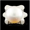 Image 1 : 14K Gold 13.00MM Pearl & 1.45ctw Diamond Ring