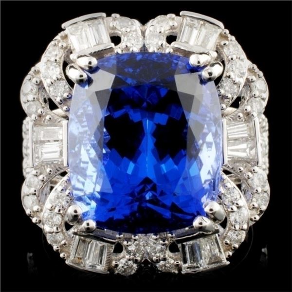 18K White Gold 10.25ct Tanzanite & 1.23ctw Diamond