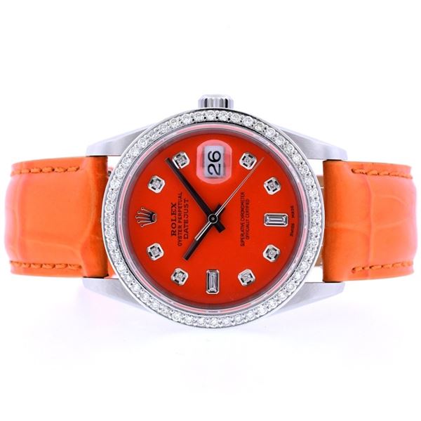 Rolex DateJust Diamond Race Orange 36MM Wristwatc