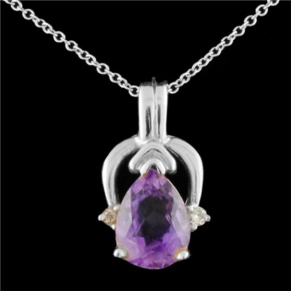 14K Gold 2.38ct Amethyst & 0.04ctw Diamond Pendant