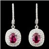 Image 1 : 18K Gold 1.27ctw Ruby & 0.50ctw Diamond Earrings