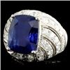 Image 2 : 18K Gold 10.60ct Sapphire & 2.87ctw Diamond Ring
