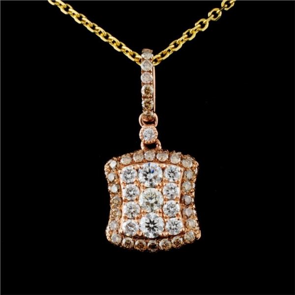 14K Rose Gold 1.08ctw Diamond Pendant