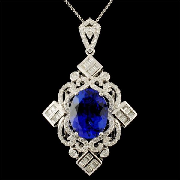 18K Gold 9.93ct Tanzanite & 2.12ctw Diamond Pendan