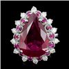 Image 1 : 14K Gold 10.00ct Ruby & 0.75ctw Diamond Ring