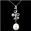 Image 1 : 18K Gold 12-16MM Pearl & 0.69ctw Diamond Pendant