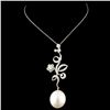 Image 2 : 18K Gold 12-16MM Pearl & 0.69ctw Diamond Pendant