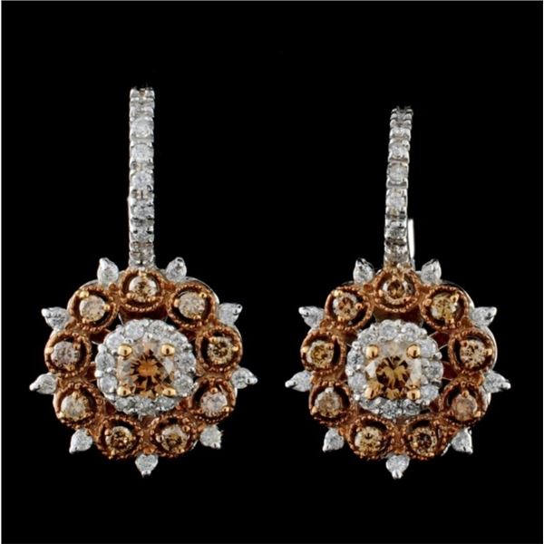 14K White Gold 1.10ctw Fancy Color Diamond Earring