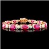 Image 1 : 14K Gold 16.39ct Ruby & 1.39ctw Diamond Bracelet