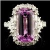 Image 1 : 18K Gold 7.08ct Kunzite & 1.29ctw Diamond Ring