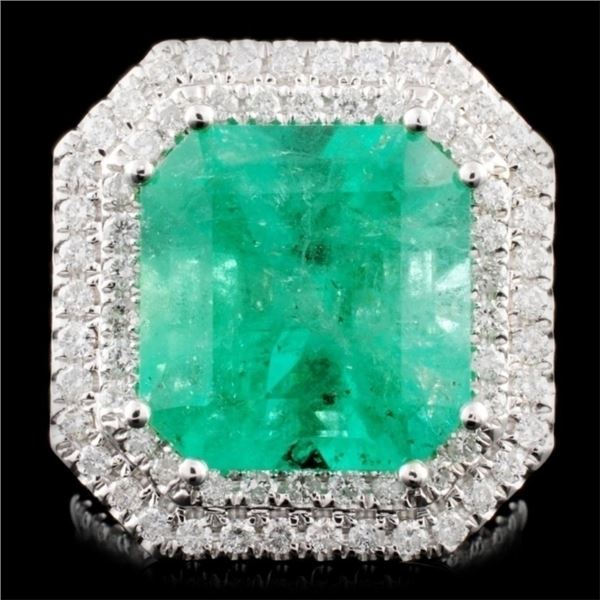 18K Gold 9.68ct Emerald & 3.78ctw Diamond Ring