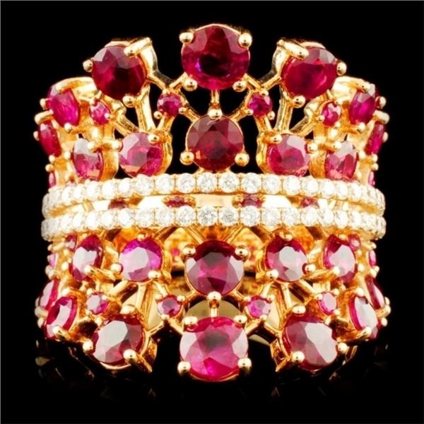 18K Gold 4.67ctw Ruby & 0.45ctw Diamond Ring