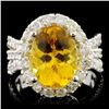 Image 1 : 14K Gold 3.49ct Beryl & 1.35ctw Diamond Ring