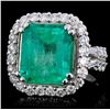 Image 2 : 18K Gold 6.67ct Emerald & 1.35ct Diamond Ring