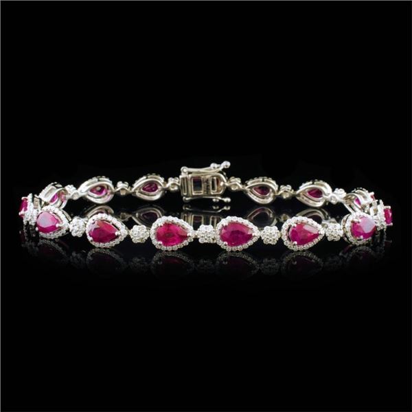 18k White Gold 6.84ct Ruby & 1.61ctw Diamond Brace