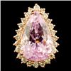 Image 1 : 14K Gold 13.58ct Kunzite & 1.12ctw Diamond Ring