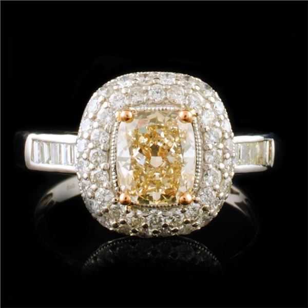 18K White Gold 1.75ctw Fancy Yellow Diamond Ring