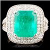 18K Gold 5.50ct Emerald & 1.09ctw Diamond Ring