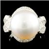 Image 1 : 14K Gold 13.00MM Pearl & 1.92ctw Diamond Ring