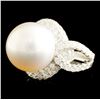 Image 2 : 14K Gold 13.00MM Pearl & 1.92ctw Diamond Ring