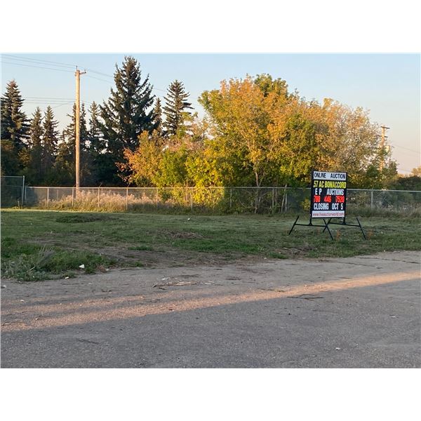 0.57 Acres Hiway Commercial. Address: 5028 47 Ave, Bon Accord, AB- partially Fenced, City Services A