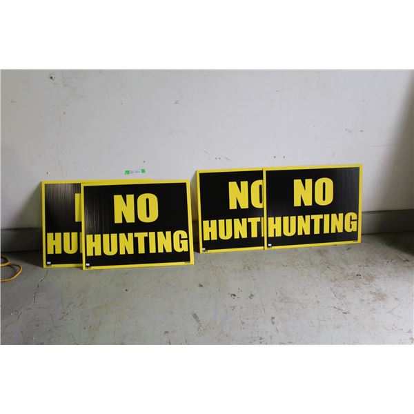 **(2x Bid Price) (4) Plastic  No Hunting  Signs