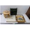 Image 1 : Small Table, Glasses, Shelf, Photo Album and Framed Art (10"x12" and 12"x12")