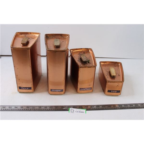 (4) Kitchen Storage Containers-Flour, Sugar, Coffee, Tea