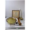Image 1 : Stack of Platters, Picture(13"x14.5"), Lamp and Metal Stands