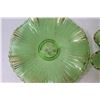 Image 3 : (2x Bid Price) Green Glass Ruffled Bowl and Tray