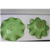 Image 4 : (2x Bid Price) Green Glass Ruffled Bowl and Tray