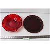 Image 1 : (2x Bid price) Ruby Red Glass Ruffled Bowl and Tray