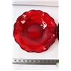 Image 2 : (2x Bid price) Ruby Red Glass Ruffled Bowl and Tray