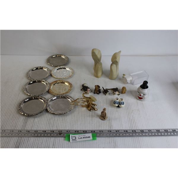 (5) Small Animal Decorations - Alligators, Dog, Hippo; (7) Small Trinket Dishes, Clogs Magnet, Misc.