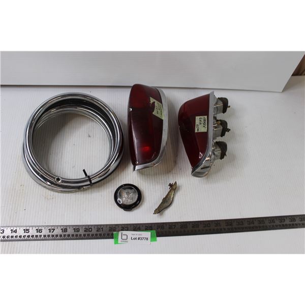 Karman Ghia Tail Lights, Chrome Headlight Rings and Misc.