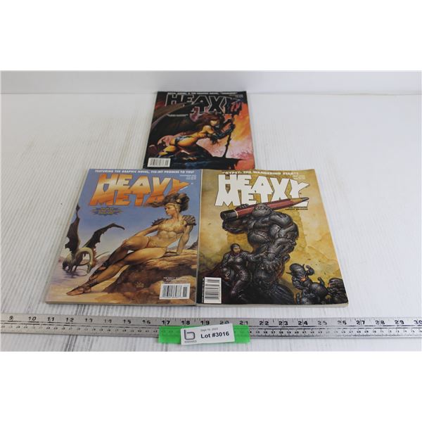 (3) Heavy Metal Adult Illustrated Fantasy Magazines