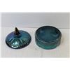 Image 4 : Vintage Blue Iridescent Glass Dish w/Lid