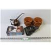 Image 1 : (6) Terra Cotta Pots - Hoover Vacuum Head - Titanic VHS Taps - Vintage Oiler