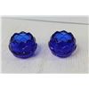 Image 2 : (4) Blue Glass Candle Sticks
