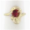 Image 1 : 14k Yellow Gold 1.11 ctw GIA Pear Orange Red Ruby & Round Brilliant Diamond Ring