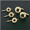 Image 2 : Men's 14k Gold Square Black Onyx Infinite Octagon Cuff Links & 3 Button Stud Set