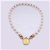 Image 1 : 18K Yellow Gold & Pearl Choker with Gold Byzantine Solidus