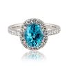 Image 1 : 4.02 ctw Blue Zircon and 0.60 ctw Diamond Platinum Ring