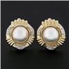 Image 2 : Large 14k Yellow Gold 13.9mm Mabe Pearl & 0.12 ctw Round Diamond Button Earrings