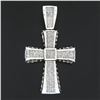 Image 2 : Men's Large 14k White Gold 11.28 ctw Invisible Set Princess Diamond Cross Pendan