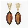 Image 1 : 18k Gold 10.0 ctw Marquise Cut Fine Orange Citrine & Diamond Drop Dangle Earring