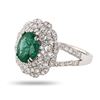 Image 2 : 1.64 ctw Emerald and 1.05 ctw Diamond Platinum Ring