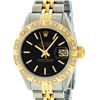 Image 1 : Rolex Ladies 2T Yellow Gold & Stainless Steel Black Index & Pyramid Diamond Wris